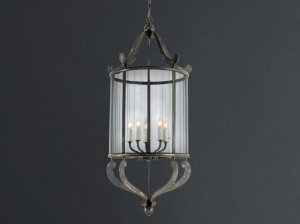 Подвесной светильник из железа и стекла