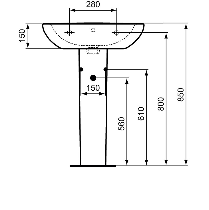 W413961 Раковина для установки с пьедесталом / полупьедесталом VIDIMA SIRIUS - Вид №1