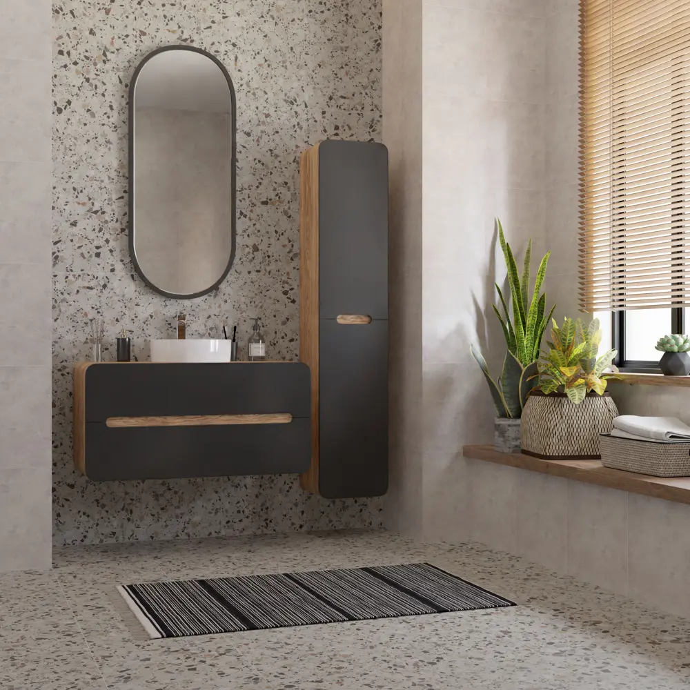 Пенал для ванной Окинава 35x170 см цвет графит/дерево Santreyd STLM-2207831 - Вид №6