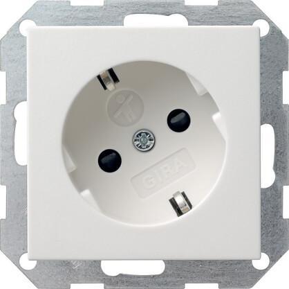 041803 Розетка Schuko с/з со шторками 16A 250V безвинтовой зажим чисто-белый глянцевый Gira System 55