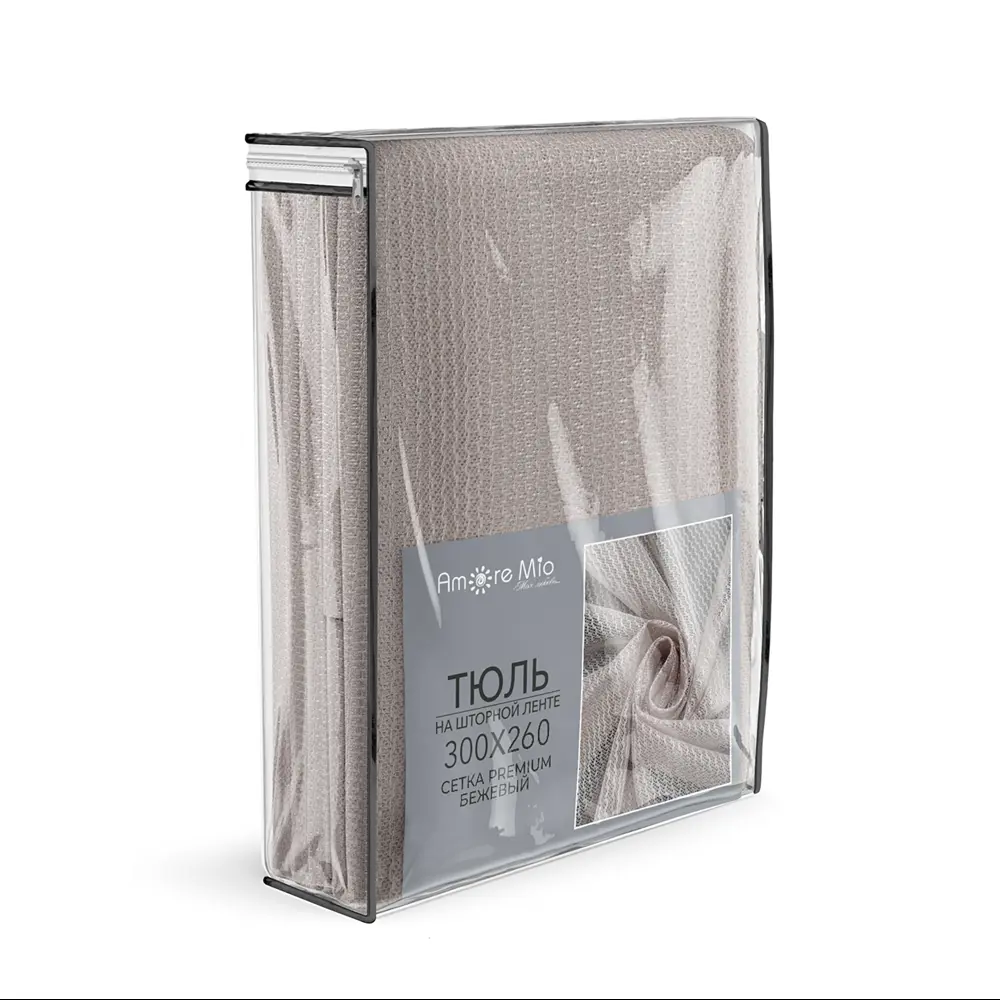 AMORE MIO Тюль Premium на ленте с волновым краем 300×260 см бежевый 89288245 STLM-1041669 - Вид №4