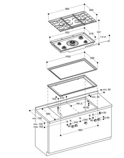 Газовая плита из нержавеющей стали GAGGENAU серия 400 ARCH-00142583 - Вид №2