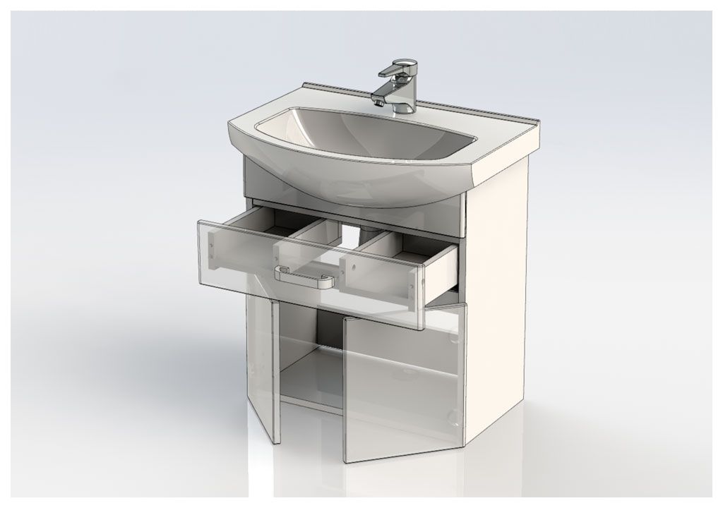 Тумба с раковиной Aquanet Ирис 60 белый (1 ящик, 2 дверцы) 0019838100182641 - Вид №11