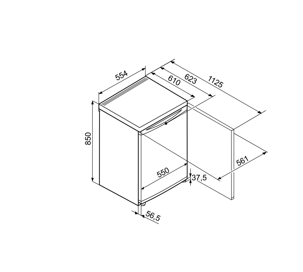 T 1700-21 001 Холодильник / 85x55.4х62.3, однокамерный, 149л, без морозильной камеры, белый Liebherr  - Вид №4