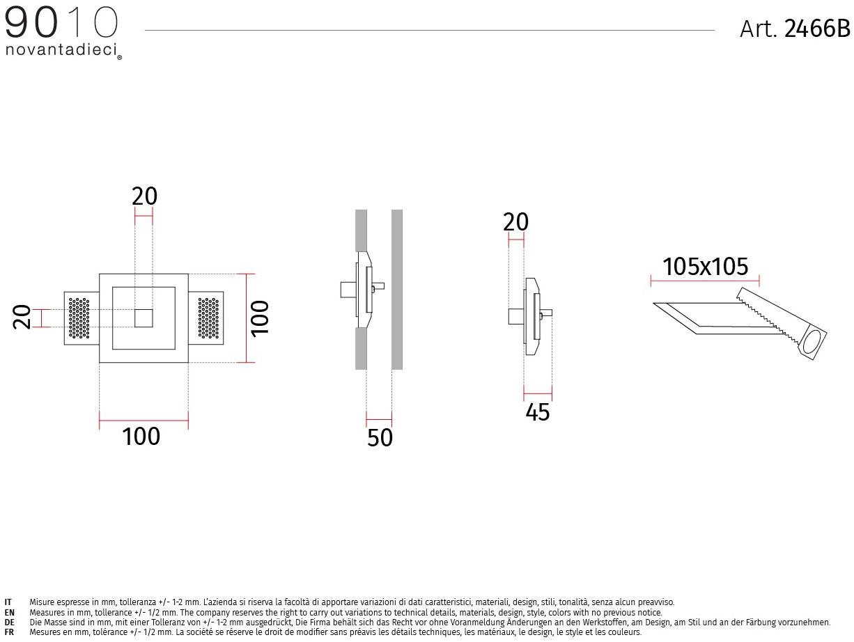 9010 novantadieci Встраиваемый настенный светильник LED из cristaly®  2466b  - Вид №2