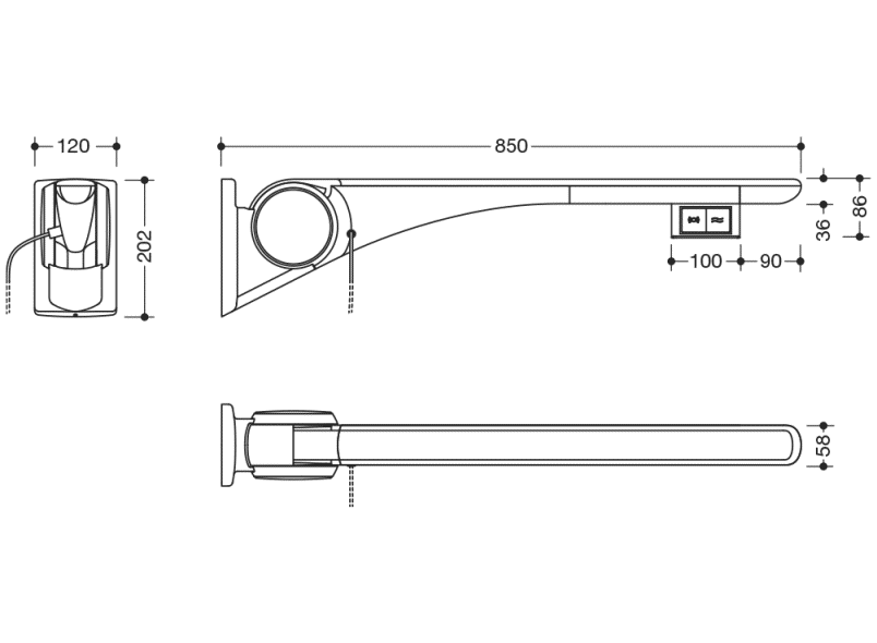802.50.43160 Базовая складная опорная рейка HEWI Stützen  - Вид №4