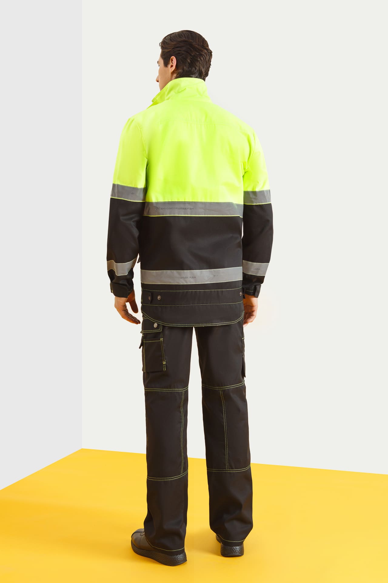 69774 Костюм "Премиум" летний черный с лимонным  Летняя спецодежда размер 60-62/182-188  - Вид №8