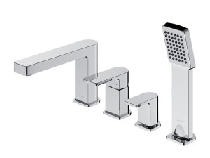 Смеситель для ванны с 4 отверстиями и ручным душем