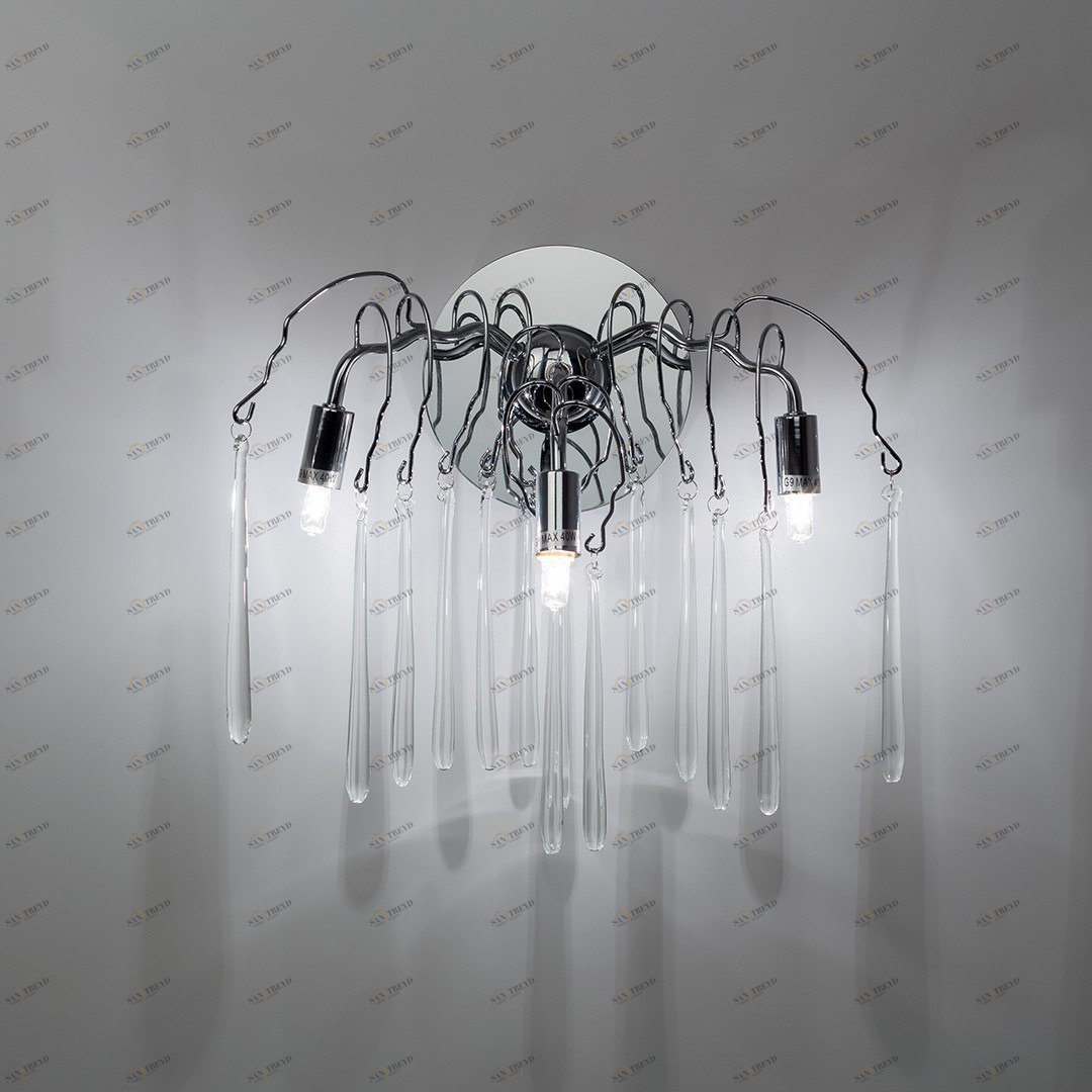 Бра со стеклянными подвесками на 3 лампы хром Frezia Light 117641 FREZIA LIGHT  00-3953624 Прозрачный;хром 