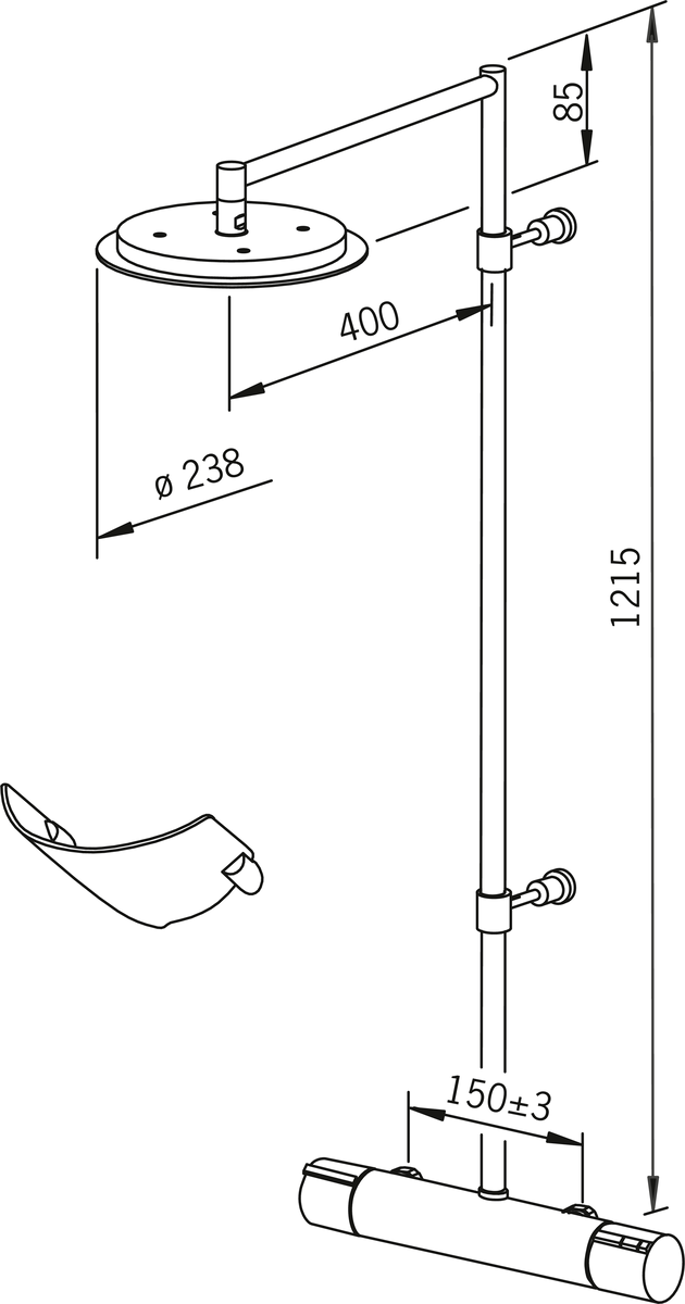 Oras 2890 Смеситель с верхним душем rain shower 2890 Cubista Хром  - Вид №3