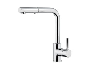 Смеситель для кухни из хромированной латуни со съемным ручным душем