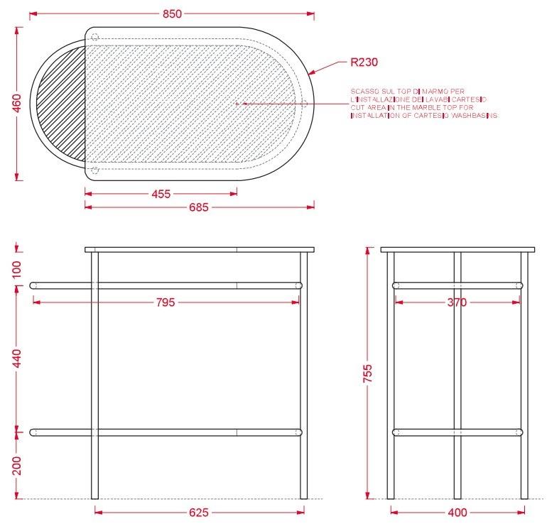 Artceram Тумба под умывальник из металла и мрамора  Aca065  - Вид №4