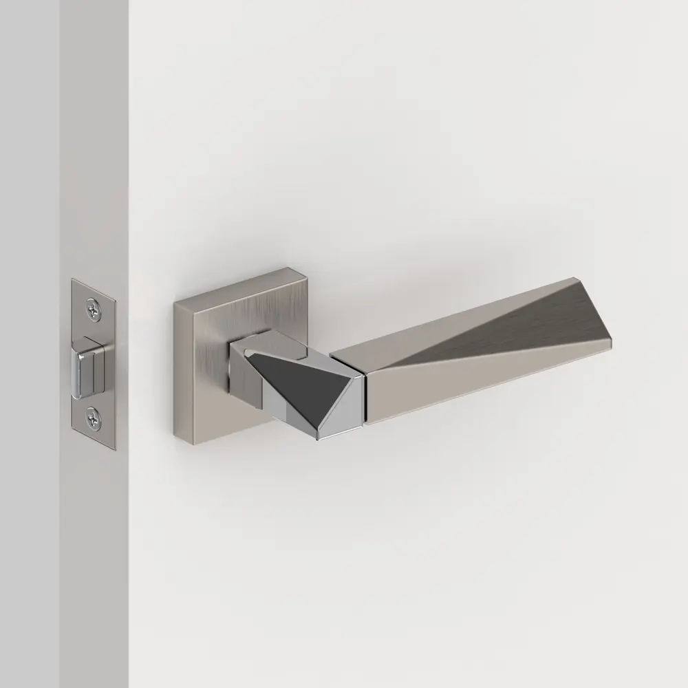 Ручка дверная на розетке DIAMOND DM/HD SN/CP-3, цвет никель/матовый хром FUARO STLM-2011918 - Вид №8