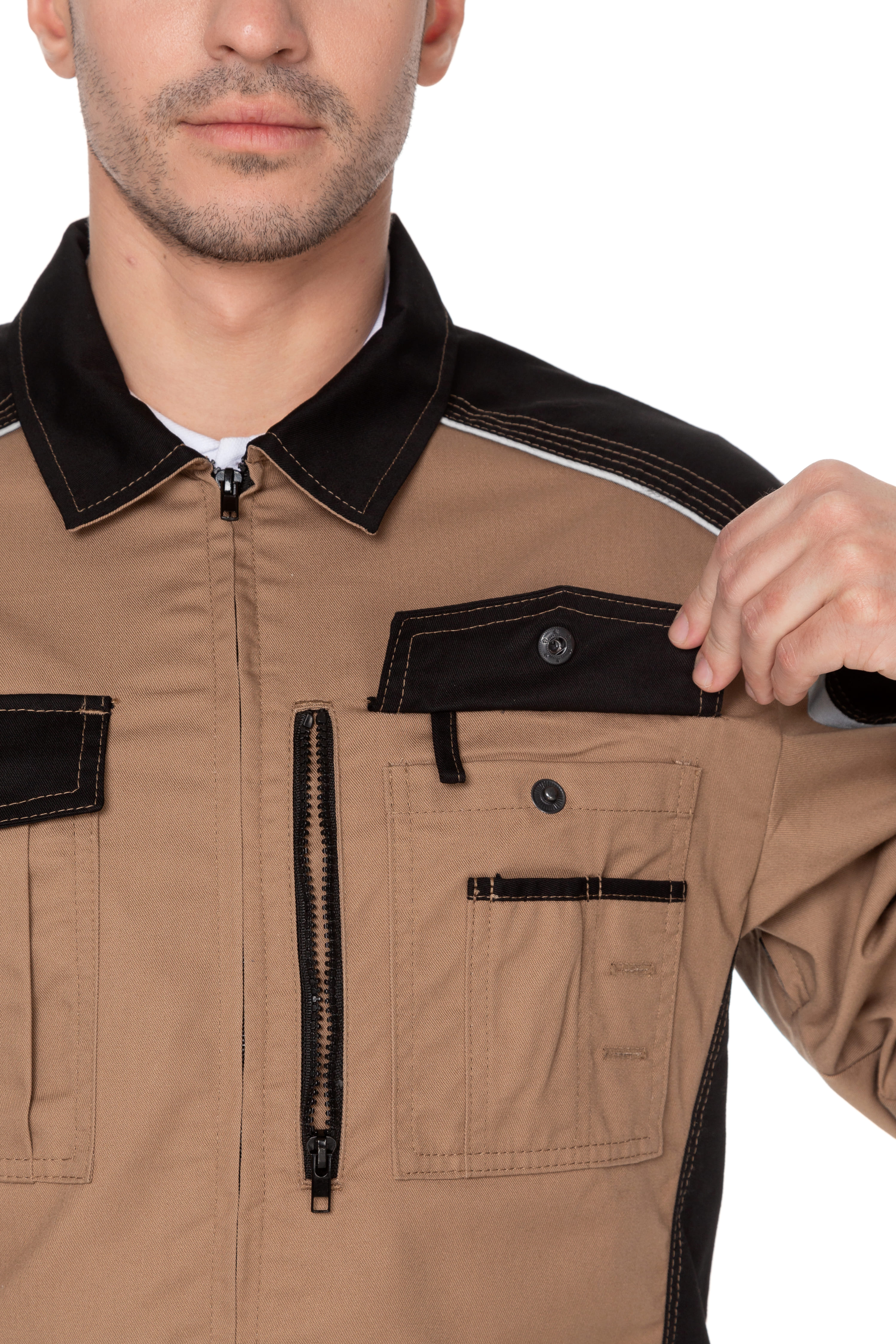 70070 Костюм  NEW бежевый с черным STATUS  Летняя спецодежда  размер 60-62/170-176  - Вид №16