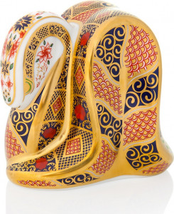 1049881 Royal Crown Derby Пресс-папье Royal Crown Derby "Символ года, Змея" 8см (старый имари) Фарфор костяной