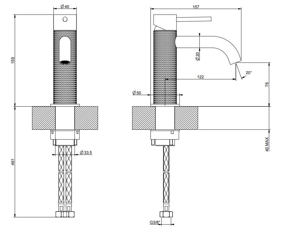 Смеситель для раковины из нержавеющей стали Gessi Messi316 ARCH-00036989 - Вид №3