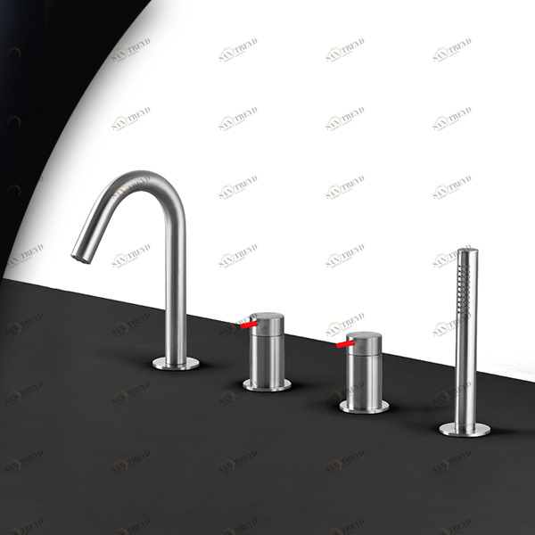 Смеситель для ванны матовая сталь с красной ручкой Toki Radomonte TKI16SCIL25