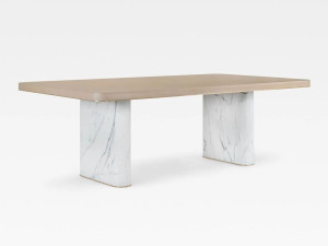 Прямоугольный обеденный стол из дуба и мрамора Calacatta