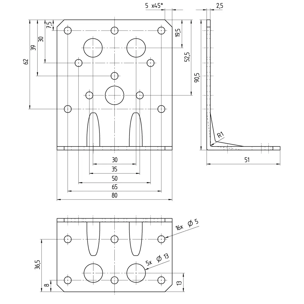 Угол крепежный усиленный GAH ALBERTS KUU 90x50x80x2.5 14607936 STLM-2200421 Santreyd  - Вид №4