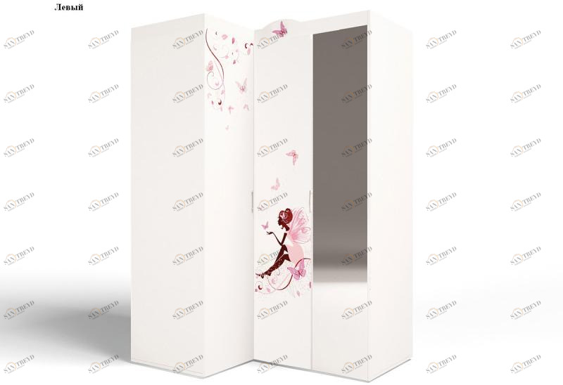 Шкаф угловой ABC-KING , гармошка Фея с зеркалом (левый ) и со стразами Сваровски 4631147959881