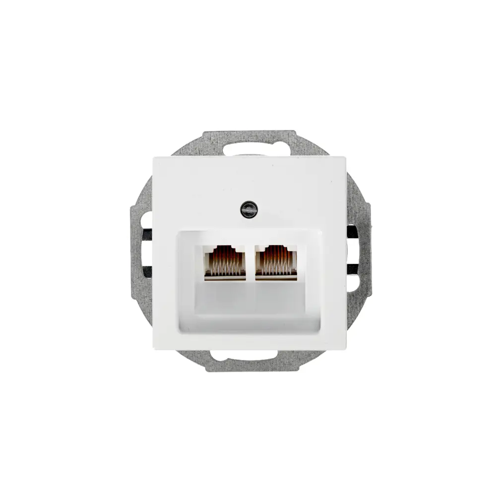 Телефонная розетка двойная встраиваемая ABB Basic 55 RJ11, цвет белый Basic55 STLM-2125603