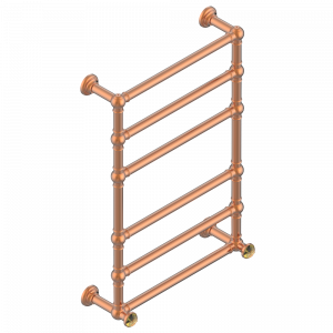 A46-TWT6H2 Полотенцесушитель Традиционный, 6 перекладин, 625 мм x 925 мм, водяной, с 2 декоративными крестовыми рукоятками Thg-paris Pomme с золочением Matt blush PVD