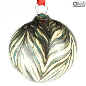 3684 ORIGINALMURANOGLASS Зелёный ёлочный шар - муранское стекло OMG 7 см