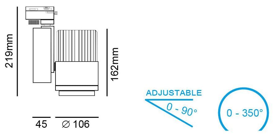 Алюминиевое освещение трека Terzo Light FIDJI 45W ARCH-00034735 - Вид №4