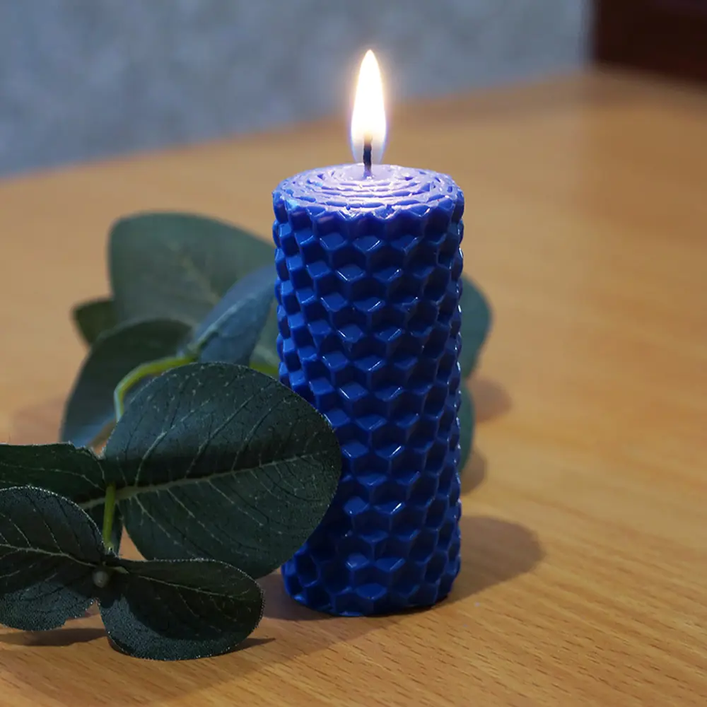 Свеча вощинная цилиндр синяя 3x6.5 см EVIS STLM-2204472 - Вид №2