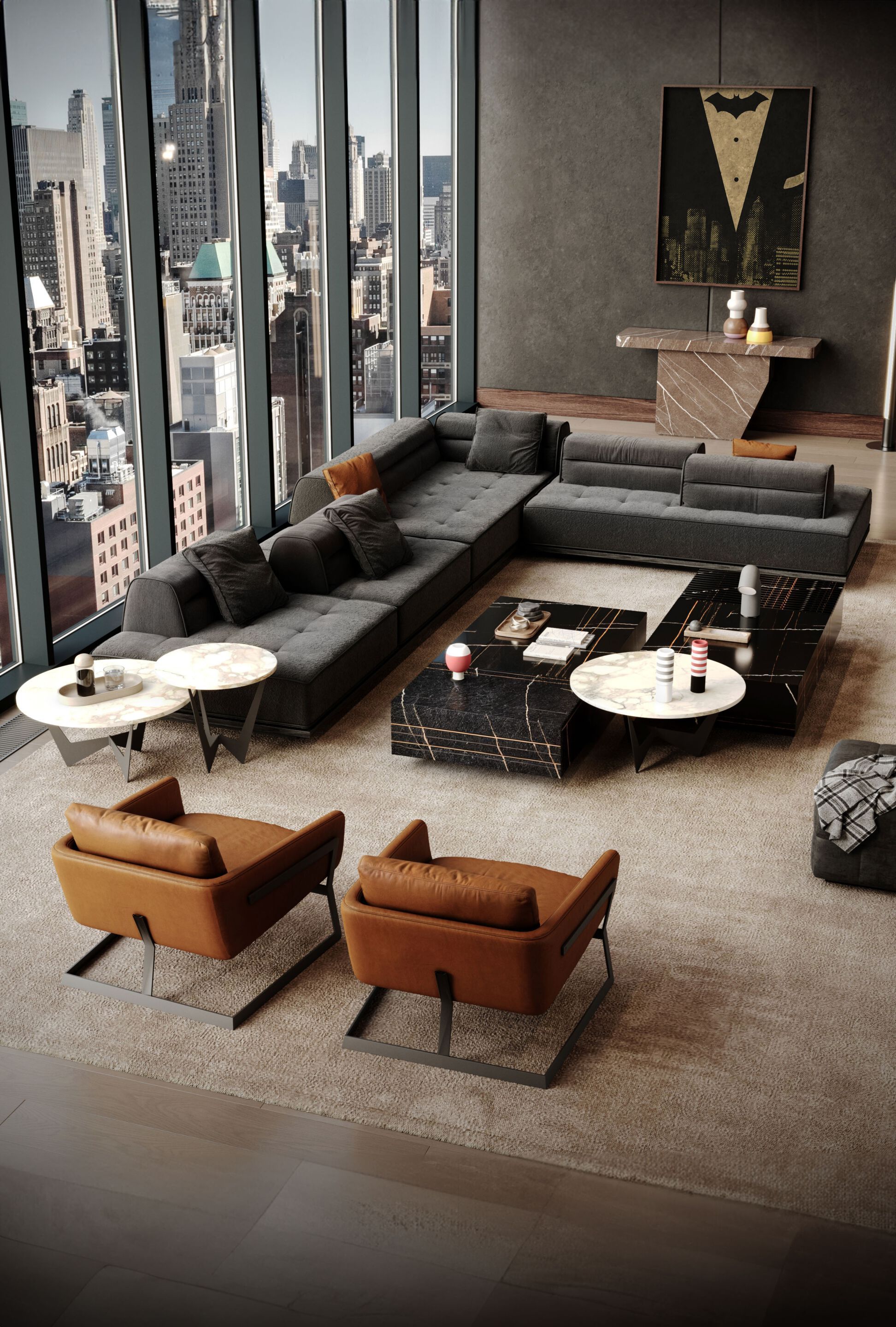 Мраморный низкий прямоугольный журнальный столик Wayne Enterprises Home Collection WE-125 ARCH-00007673 - Вид №1