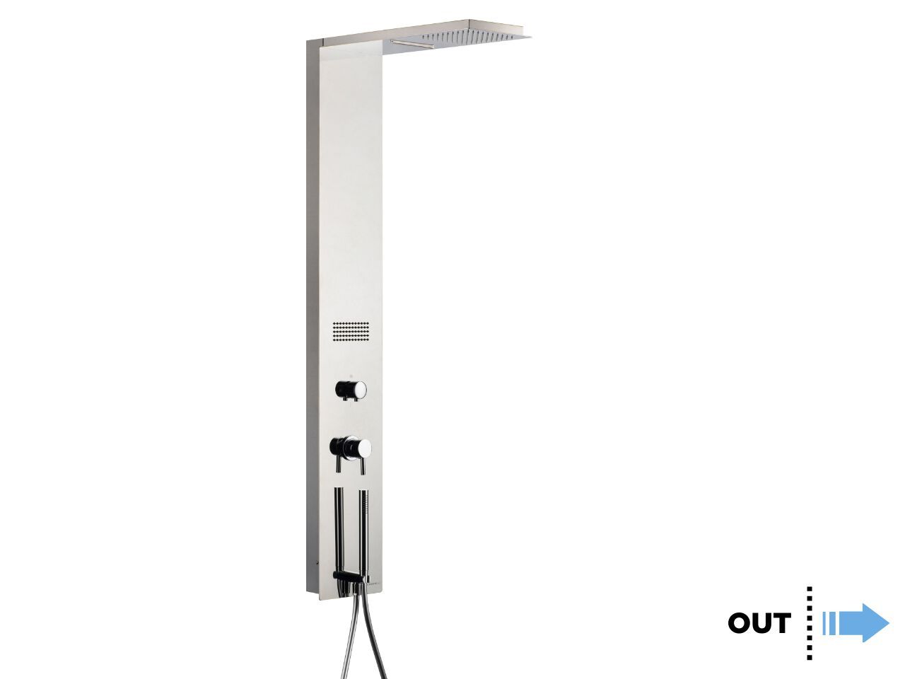Душевая панель из нержавеющей стали с ручным душем и переключателем Cropelli Quadro ARCH-00098721 - Вид №18