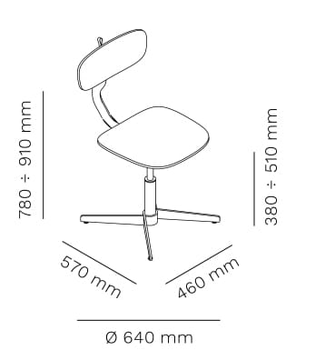 4-спицевое деревянное вращающееся офисное кресло Mara Typo ARCH-00105570 - Вид №11