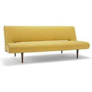Диван Unfurl с ножками из темного дерева и черной рамой, жёлтый