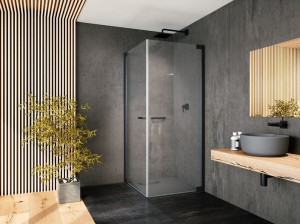 Стеклянная угловая душевая кабина с распашной дверью