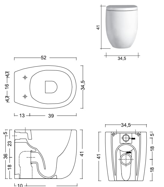 Керамический туалет без пола Nic Milk ARCH-00009652 - Вид №2