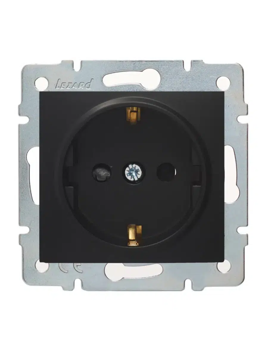 KARINA Розетка с защитой от детей сз черный бархат LEZARD 707-4288-124В - Вид №2