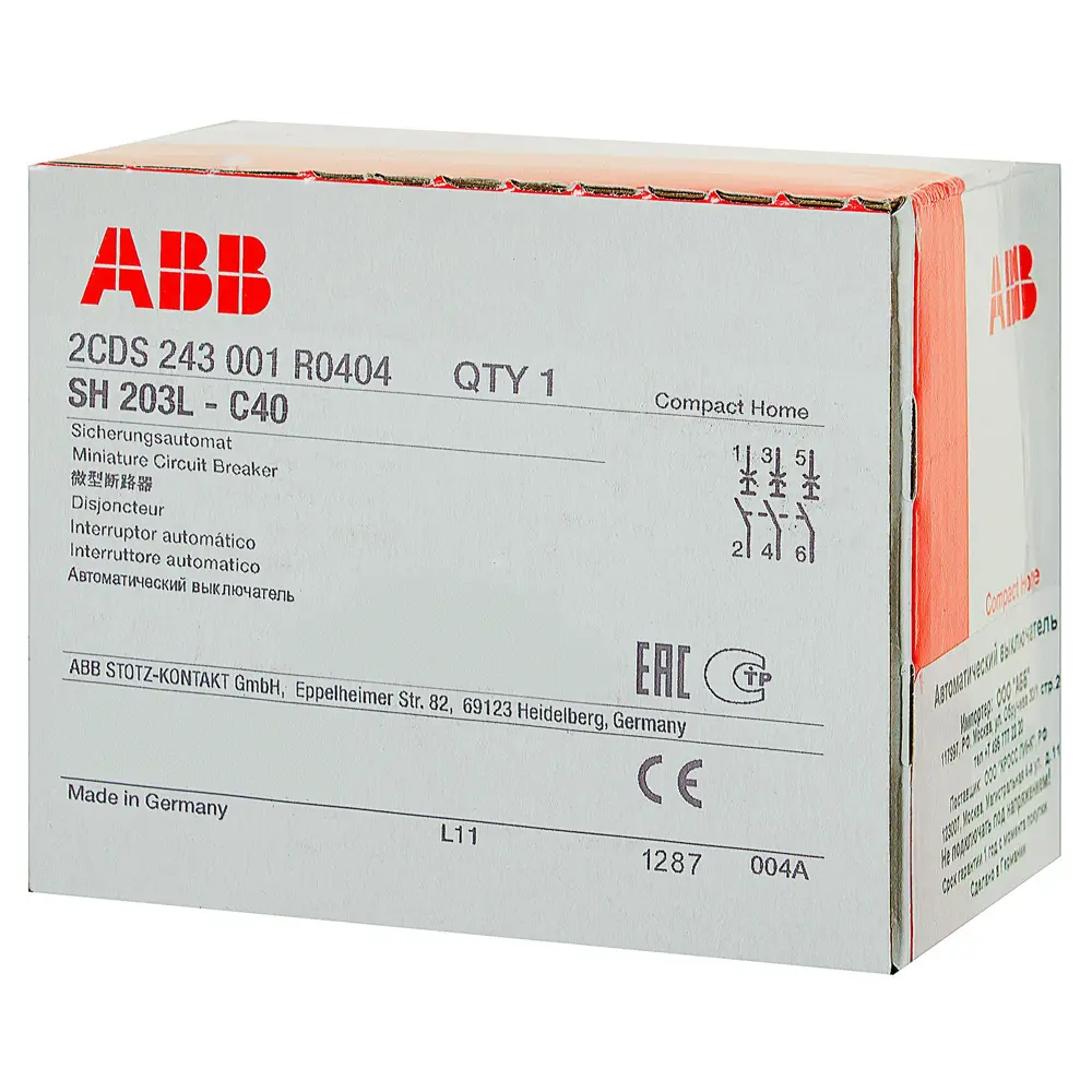 Автоматический выключатель ABB SH203L 3P C40 А 4.5 кА 2CDS243001R0404 STLM-2072117 - Вид №3