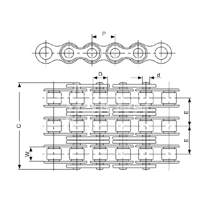 IS4438 Цепь приводная роликовая трехрядная 08B-3 ISKRA  - Вид №2