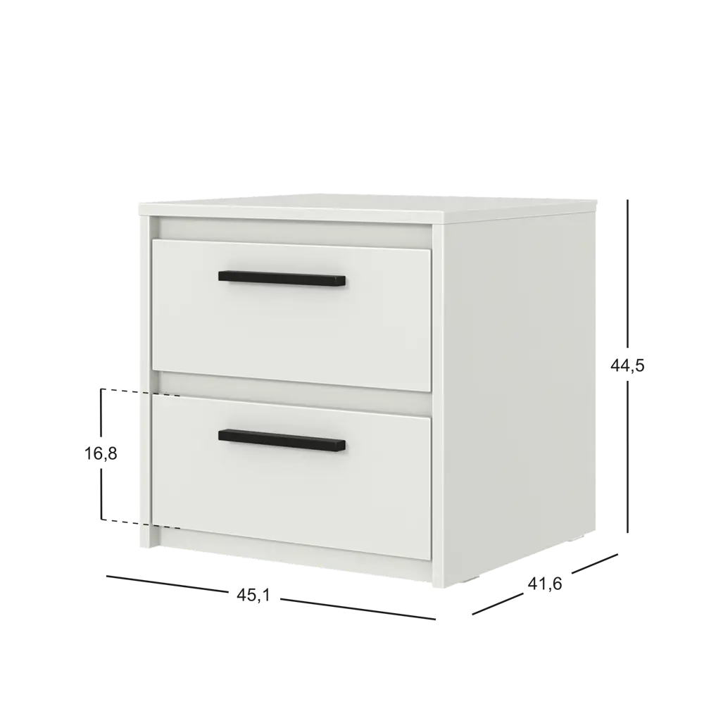 Тумба прикроватная Лион 2 ящика 45x44.5x41.6 см ЛДСП цвет белый Santreyd STLM-2129858 - Вид №7