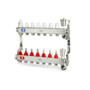 Коллекторная группа для теплого пола RTP 1"х3/4" евроконус 7 выходов нержавеющая сталь
