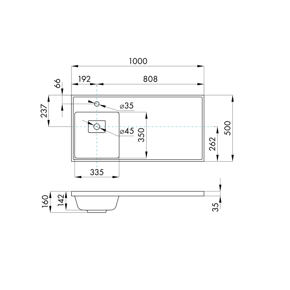 Раковина на стиральную машину Aquaton Лайн 100 см левая графит STLM-2099722 - Вид №5
