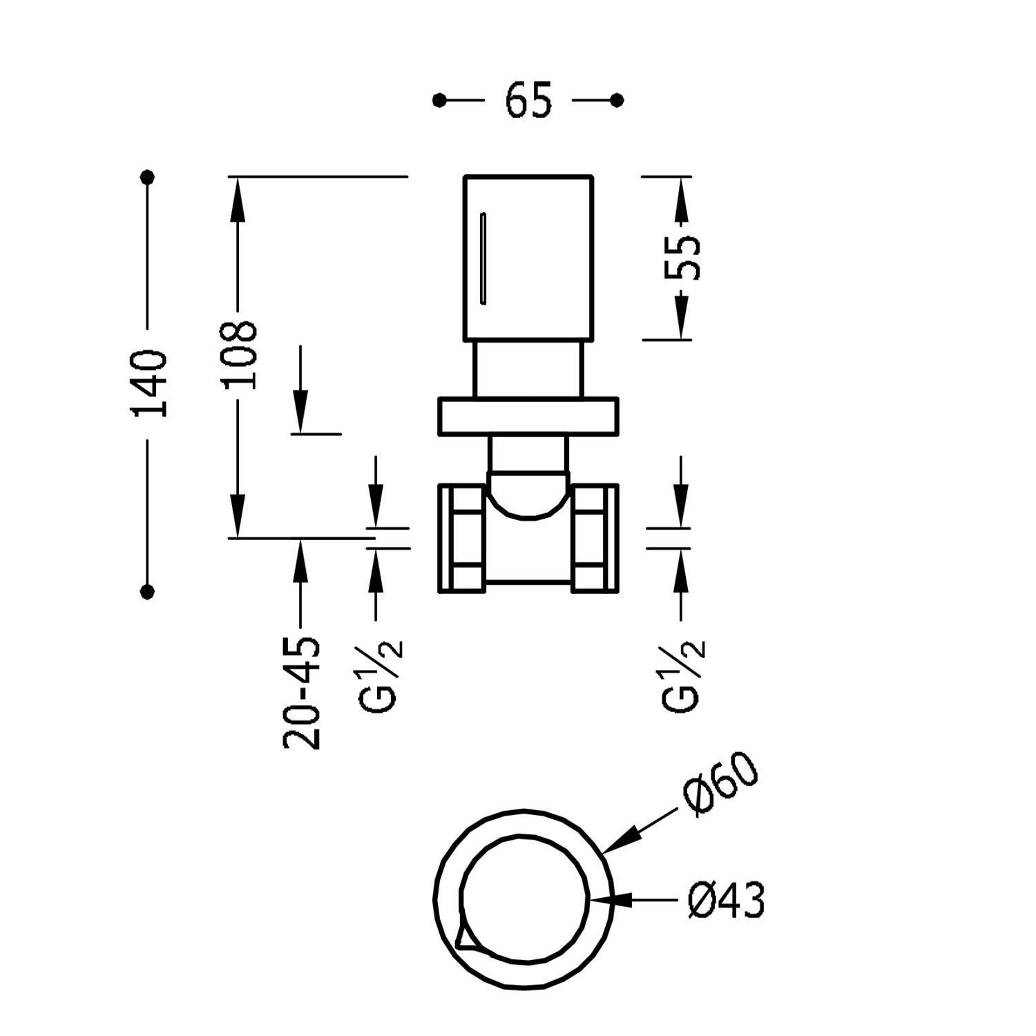 ЛОФТ встраиваемый торцевой ключ-06115501OR TRES  - Вид №1