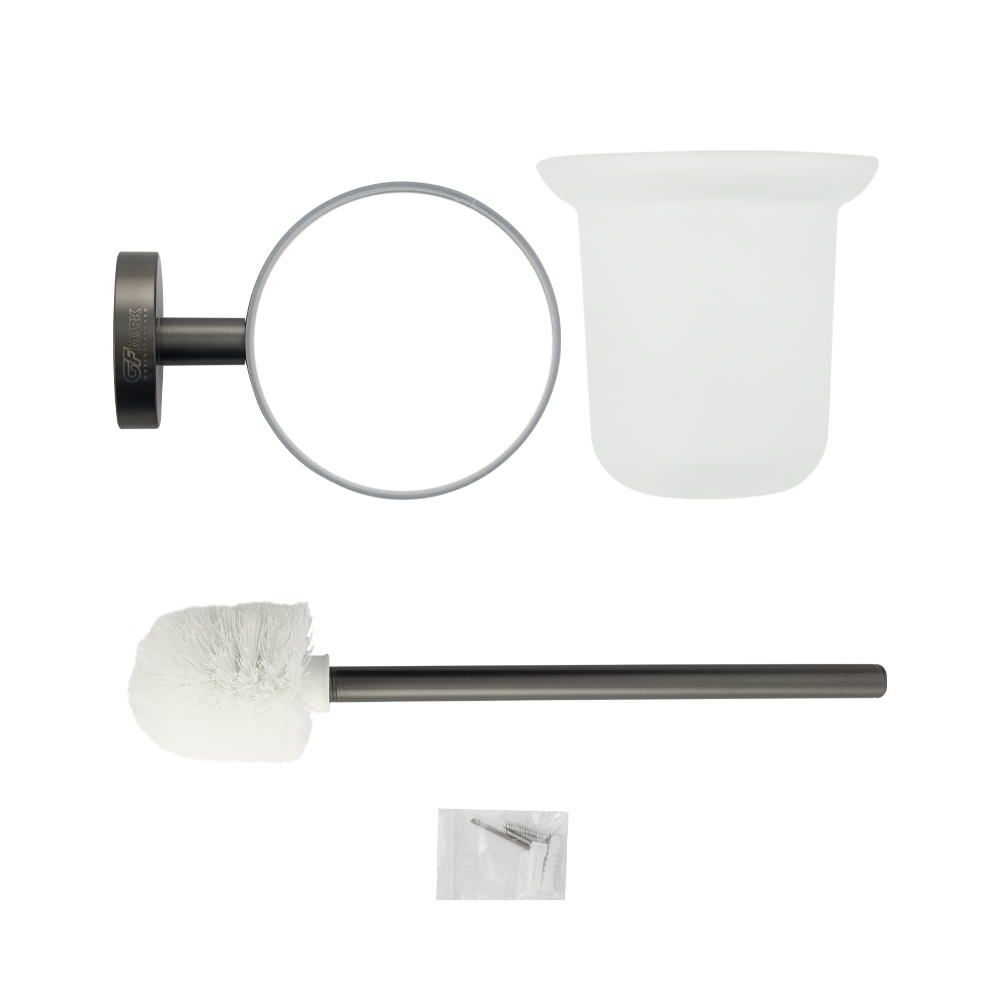 GFmark - Ёрш для унитаза стеклянный с креплением к стене, ГРАФИТ, код: 78162  - Вид №3