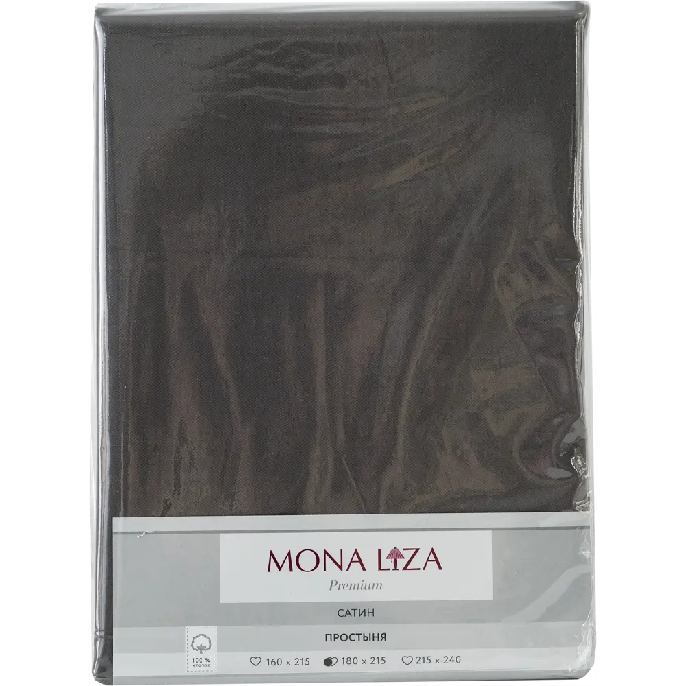 Простыня двуспальная Mona Liza Premium, 215x180 см, сатин, цвет графитный Santreyd STLM-2211175 - Вид №2