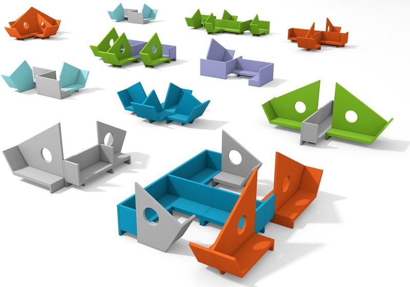 Adrenalina Модульный модульный диван в современном стиле из ткани с высокой спинкой Micromega sun-id-1400311 - Вид №1