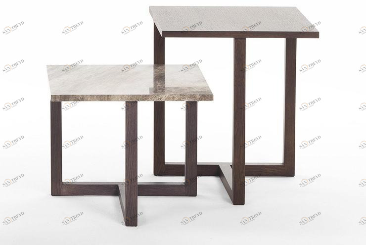 Marelli Квадратный журнальный столик из мрамора и дерева sun-id-1417191