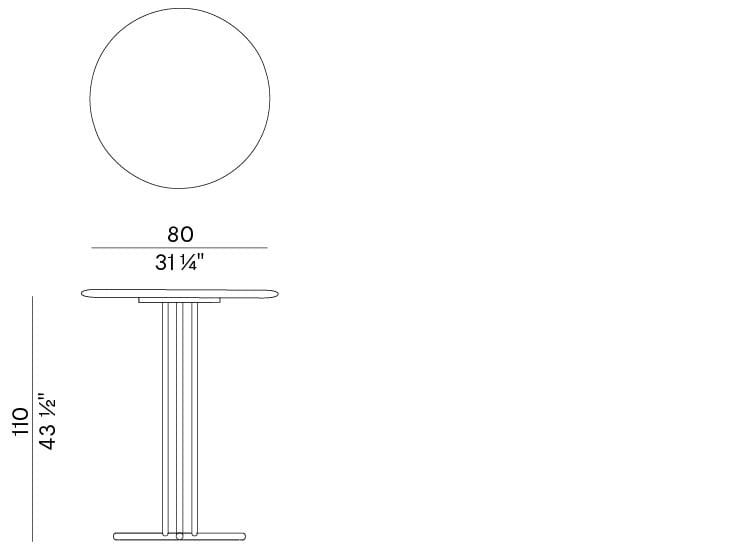 Высокий круглый стол из ясеня и металла Potocco Graphic ARCH-00038708 - Вид №5