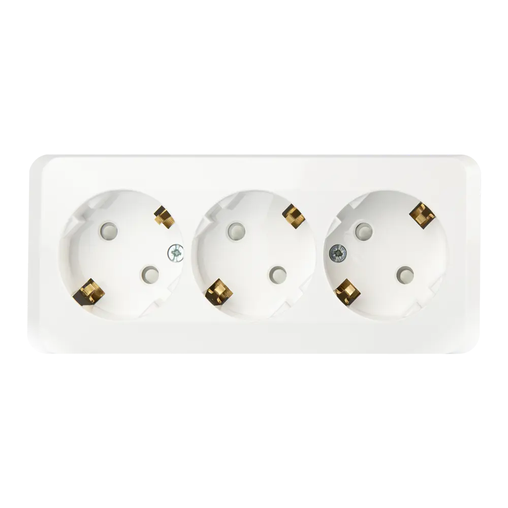 Тройная розетка SYSTEME ELECTRIC Этюд с заземлением для открытого монтажа 17949511 STLM-0009049