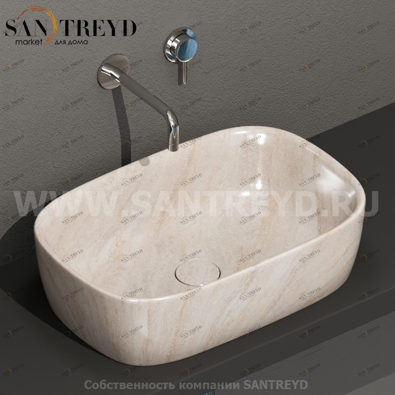 GE044SB Накладная раковина на столешницу  прямоугольная Ceramica Globo GENESIS