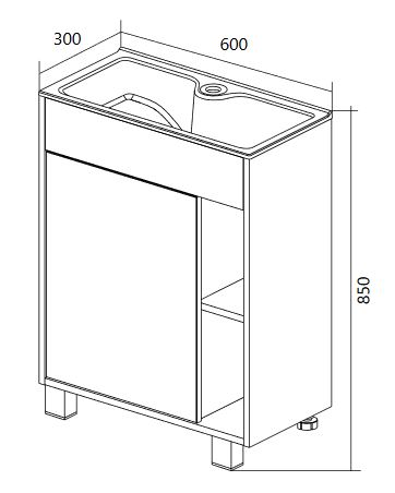 У83300 Тумба с раковиной Lido 60Н 1д. Дуб Сонома 1 Marka LIDO - Вид №8